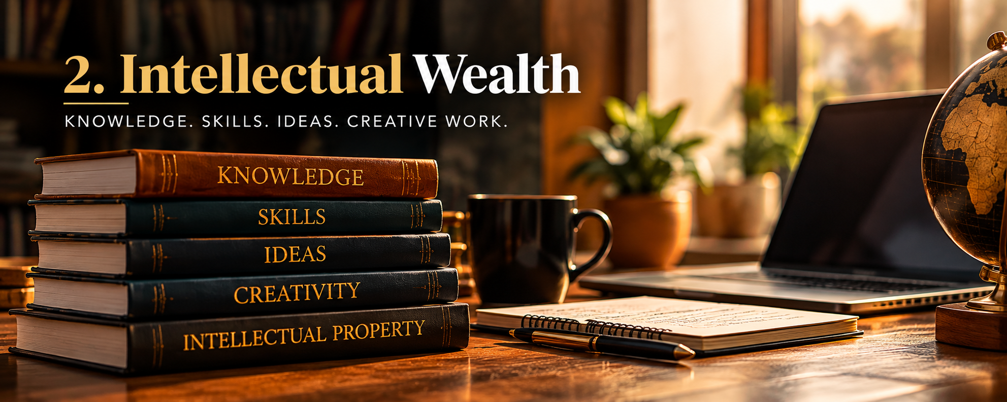 Intellectual Wealth — knowledge, skills, ideas and creative work